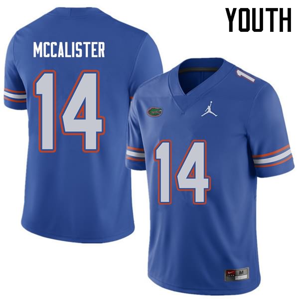 Youth NCAA Florida Gators Alex McCalister #14 Stitched Authentic Jordan Brand Royal College Football Jersey MGP7365QH